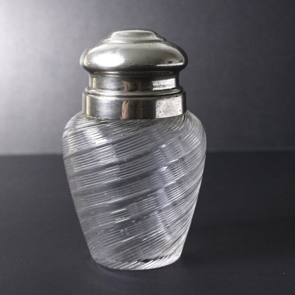 Antique Dutch wire glass kitchen storage container, tea caddy, spice jar, sugar